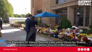 VP JD Vance and Second Lady Usha Vance lay flowers at Annunciation Church