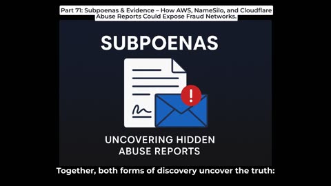 Part 71: Subpoenas & Abuse Reports – AWS, NameSilo, Cloudflare Fraud Evidence