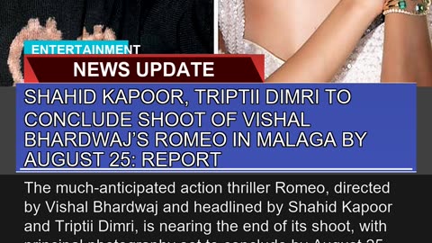 Shahid Kapoor Triptii Dimri to Conclude Shoot of