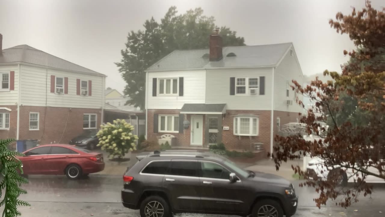 Heavy rain and wind.