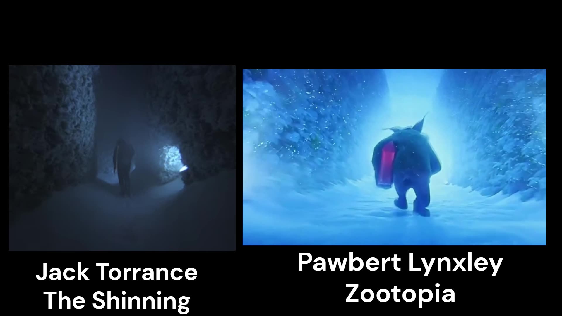 Reference of Pawbert Lynxley - Zootopia 2 from The Shining - Jack Torrance Comparison of two scenes