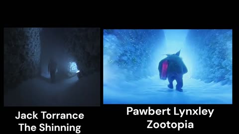 Reference of Pawbert Lynxley - Zootopia 2 from The Shining - Jack Torrance Comparison of two scenes