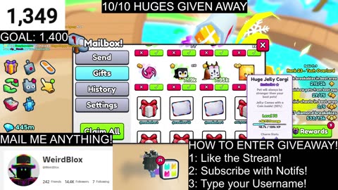 🔴LIVE _ GIVING AWAY HUGE PETS IN MAILBOX!! (Pet Simulator 99)