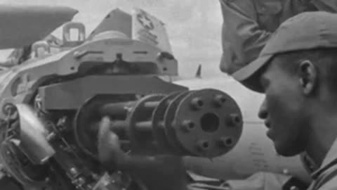 A-1 Skyraiders at Pleiku fitted with SUU-11 1500 round Minigun pods in 1966