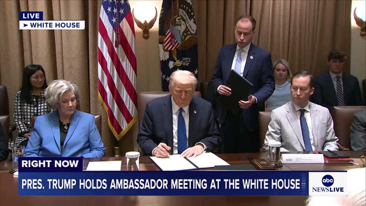 Pres. Trump holds an ambassador meeting at the White House.