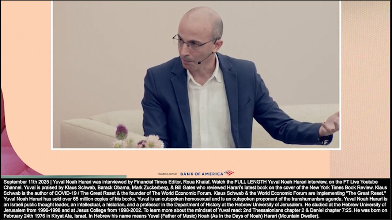 Yuval Noah Harari | "We Are Now Very Close to the Point When It Is Technically Possible for an AI to Manage Bank Account...According to US Law You Don't Have Be a Human Being to Be Considered a Legal Person..." - 9/11/2025