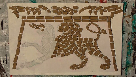 Mixed Media Cardboard Mosaic Griffin