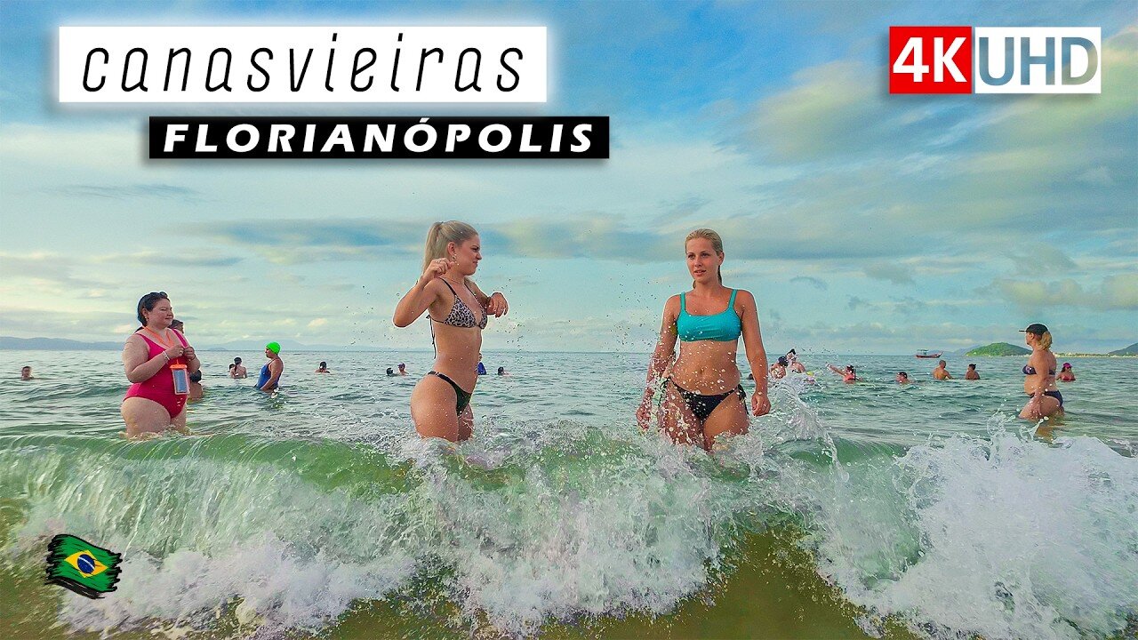 Florianópolis Beach: Canasvieiras Beach Walking Tour — Santa Catarina, Brazil 🇧🇷 【 4K UHD 】