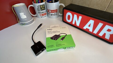 Belkin USB-C to GiGabit 1000 Ethernet Adapter port + Charge & USB Power Delivery up to 100W Black