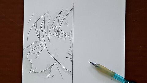 How to Draw Goku DBZ ｜ Goku half face ： dragon ballz step by step