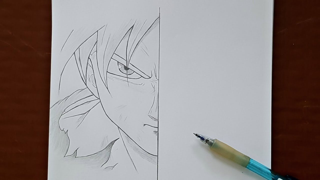 How to Draw Goku DBZ ｜ Goku half face ： dragon ballz step by step