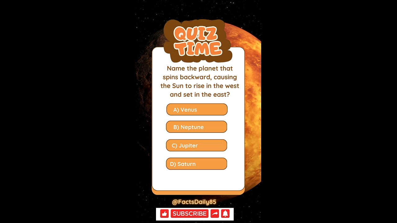 Which Planet Rotates Backward? Take This Space Quiz! #space #nasa #shorts