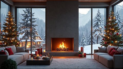 ❄️ Swiss Village Winter Fireplace | Cozy Cabin Ambience – No Music, Pure Fire Sounds