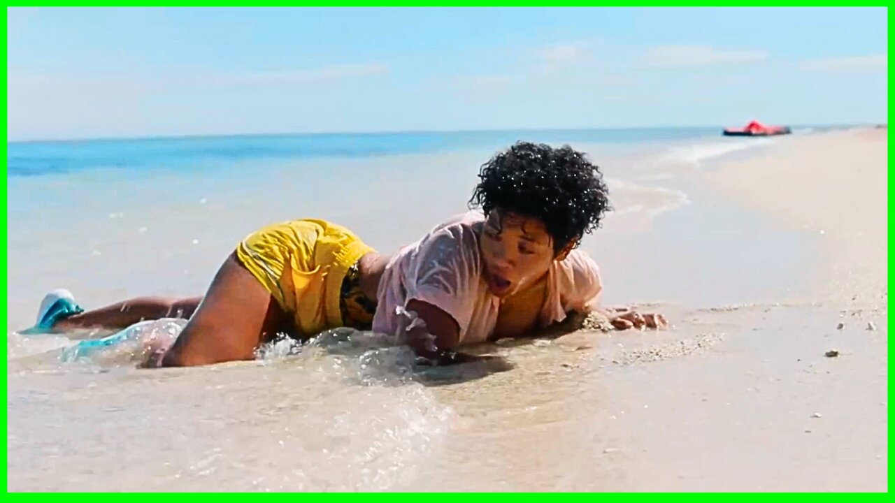 ¡Una mujer y sus amigos atrapados en una isla, luchando contra un monstruo mortal!