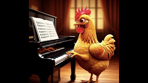 Ai Video:The Chicken plays the piano coolly