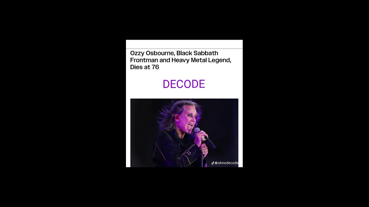 DECODE: OZZY OSBOURNE. Read Description.