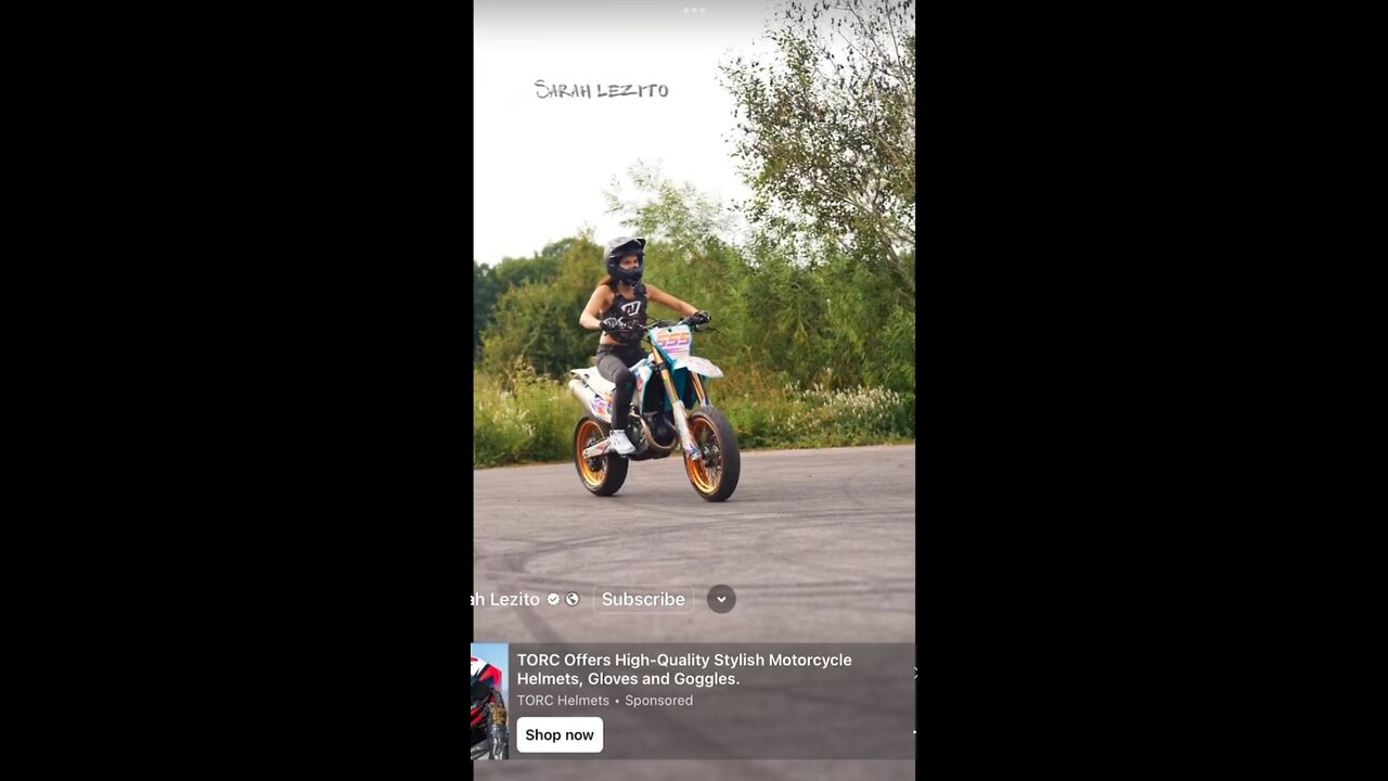 Sara on the SuperMoto