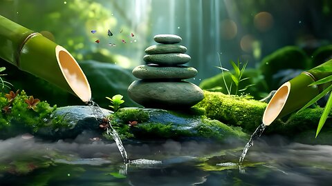Peaceful Sleep Music & Bamboo Water Fountain - Relaxing Music to Release Stress & Calm Your Mind