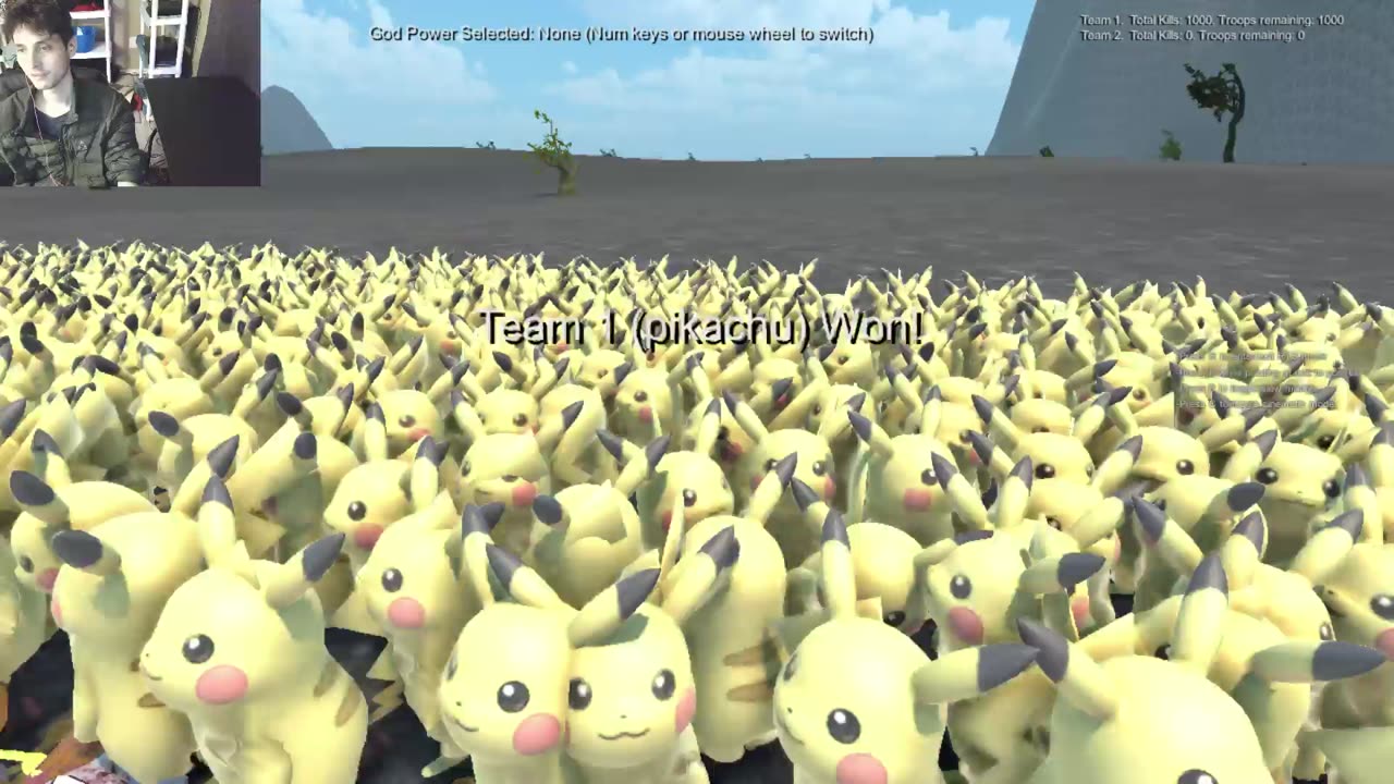 1,000 SpongeBob SquarePants VS 1,000 Pikachus From The Pokemon Series In A Battle