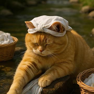 Cat Washing Clothes 😺