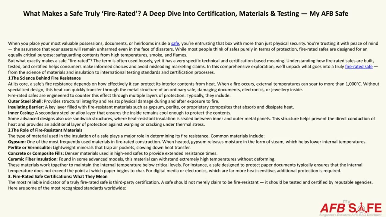 What Makes a Safe Truly ‘Fire-Rated’? A Deep Dive Into Certification, Materials & Testing