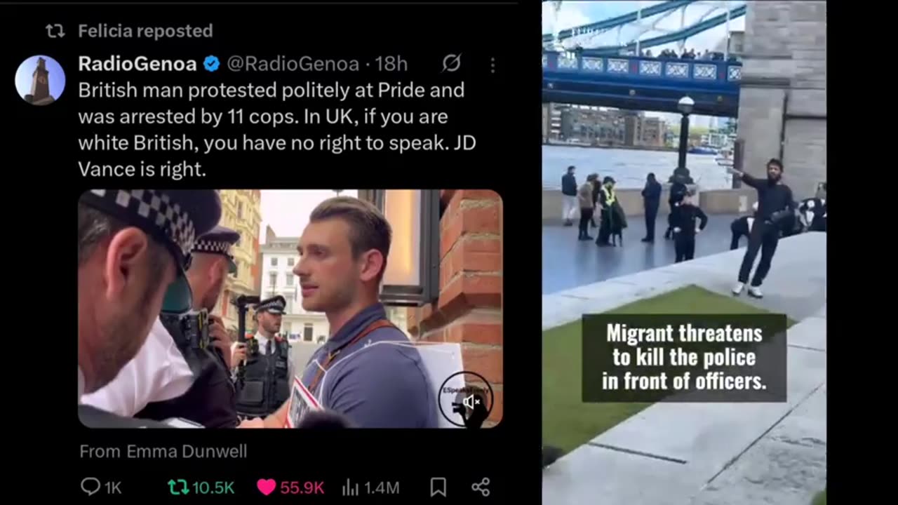 British man protested politely at Pride & was Arrested by 11 cops. 'In UK, if you're white British, you have no right to speak.'