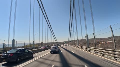 4K Driving Over Crossing Over Verrazano Narrows Bridge Brooklyn to Staten island Day Night Time ASMR