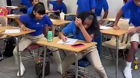 Teacher makes sleepy kids warm up on first day of school #shorts