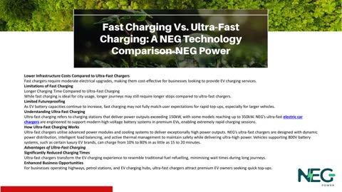 Fast Charging Vs. Ultra-Fast Charging: A NEG Technology Comparison-NEG Power