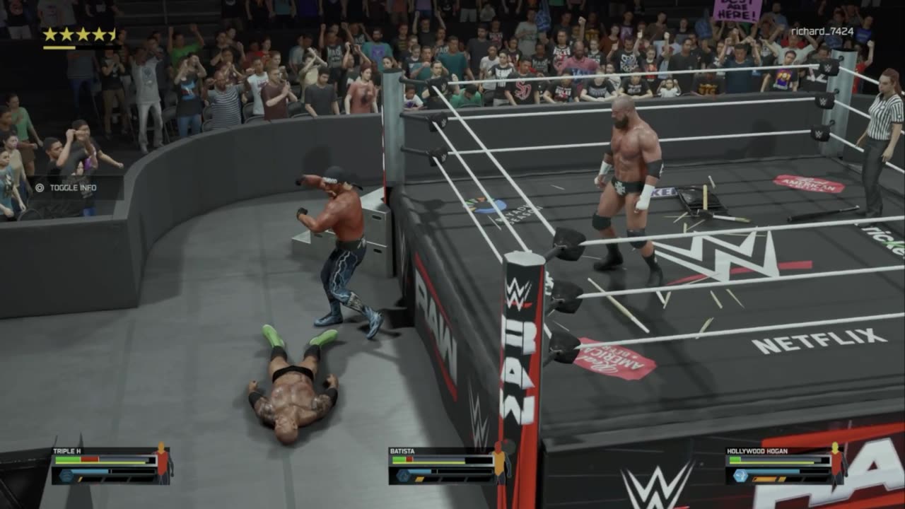 wwe 2k25 152 universe Batista VS Triple H VS Hollywood Hulk Hogan