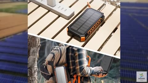 Hiluckey Solar Charger Power Bank 27000mAh 15W Fast Charging Phone Charger 3 Out