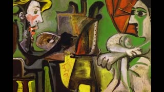 Presentation highlighting fine art paintings and prints by Pablo Picasso during 1960 to 1963.