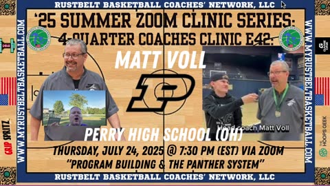 4-QUARTER COACHES’ ZOOM CLINIC E42: MATT VOLL, PERRY HS: “Program Building & The Panther System”