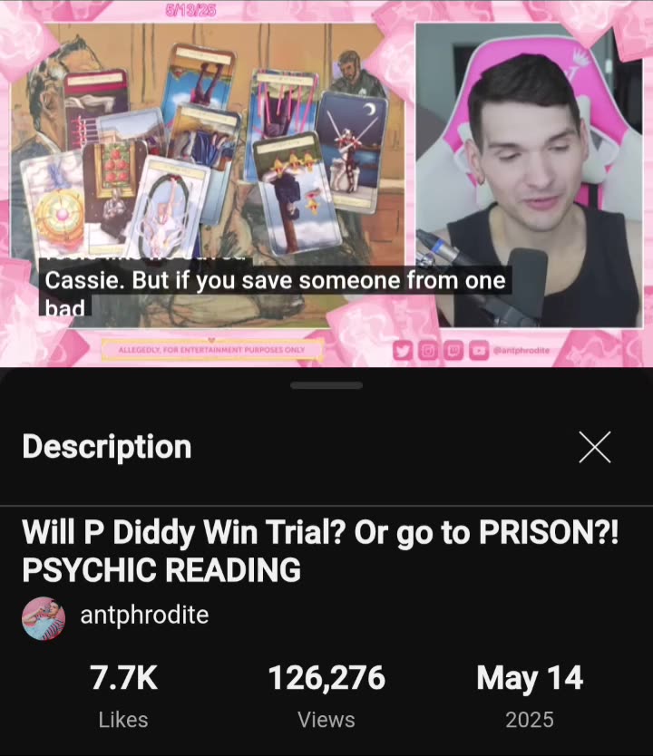 Antphrodite did Tarot psychic reading on Diddy Trial on 5/14/25
