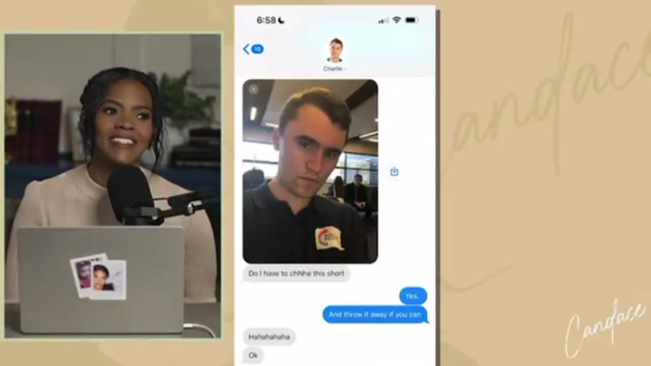 Candace Owens sharing private text messages between her and Charlie Kirk
