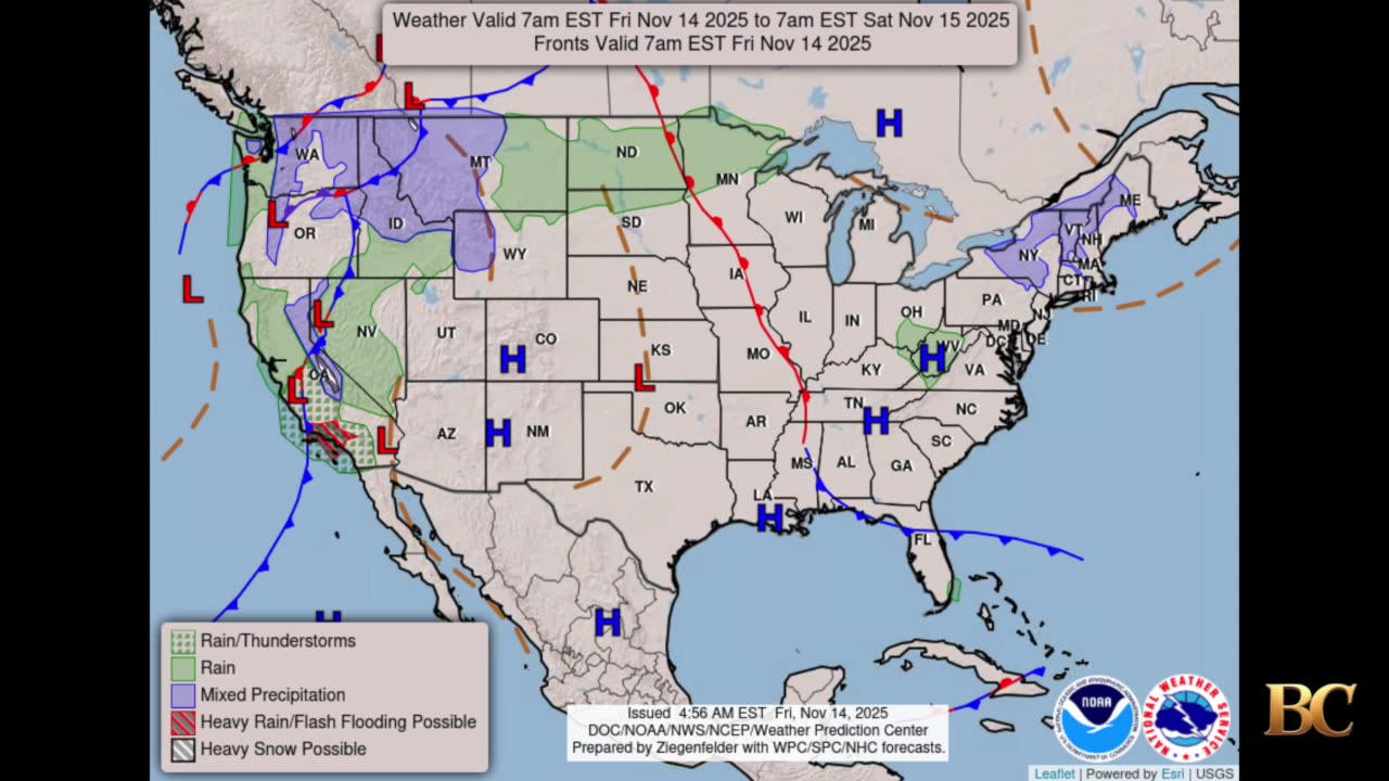 National Weather Forecast (November 14, 2025)