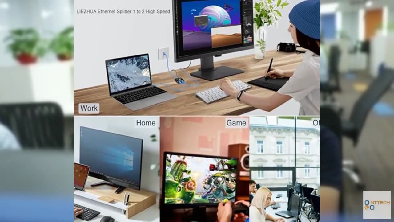 LIEZHUA Gigabit Ethernet Splitter 1 to 2 - Network Splitter with USB Power Cable