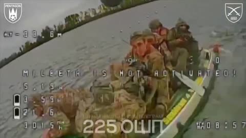 Ukrainian Drone Smashes into Overloaded Inflatable Boat in Dnipro River