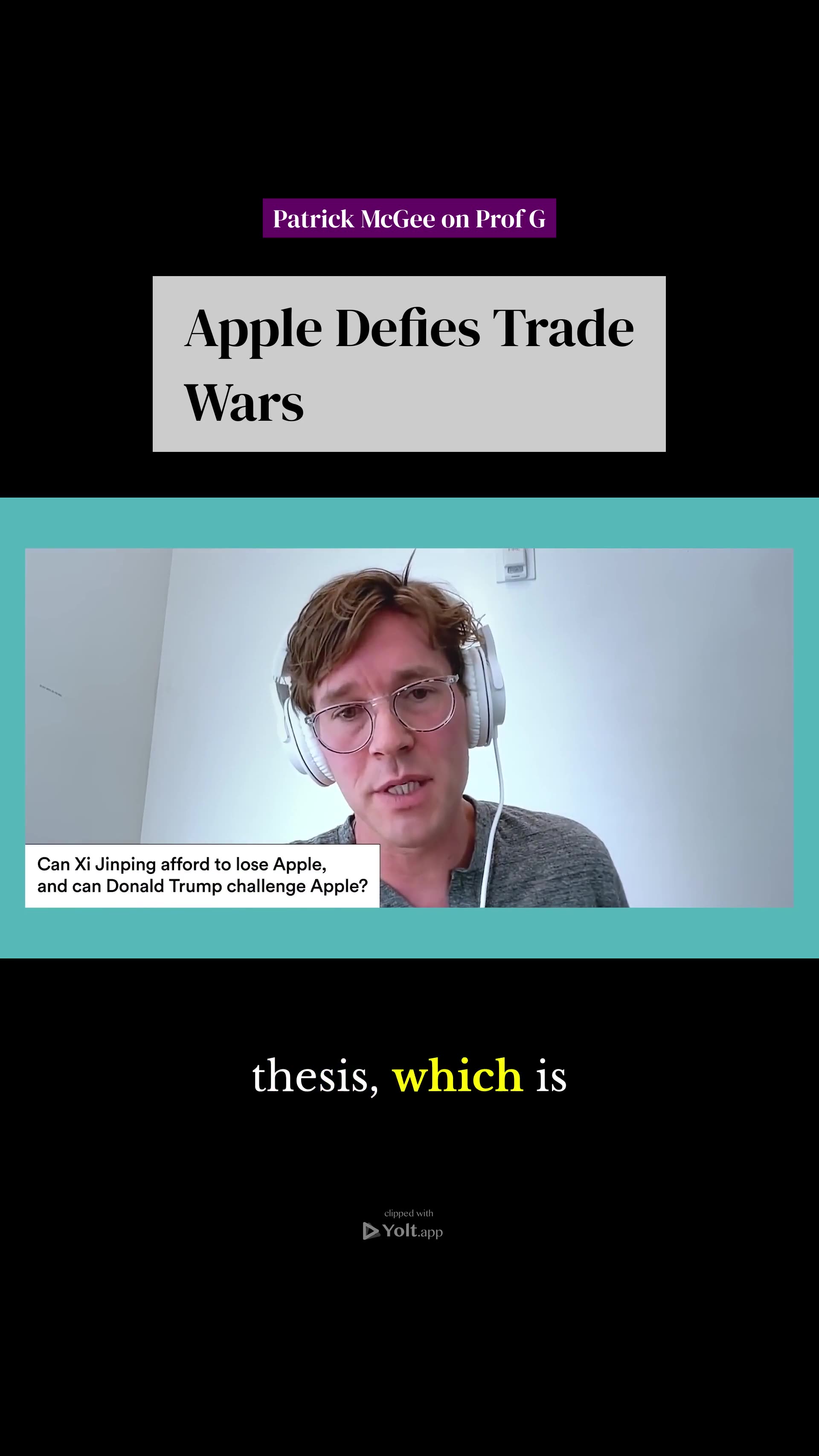 Apple Defies Geopolitics - Patrick McGee on Prof G #apple #trade #china #tariffs