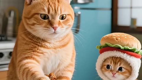 "Cats & Son Cook & Eat Chicken 🍗🐱 | Funny Family Feast!"
