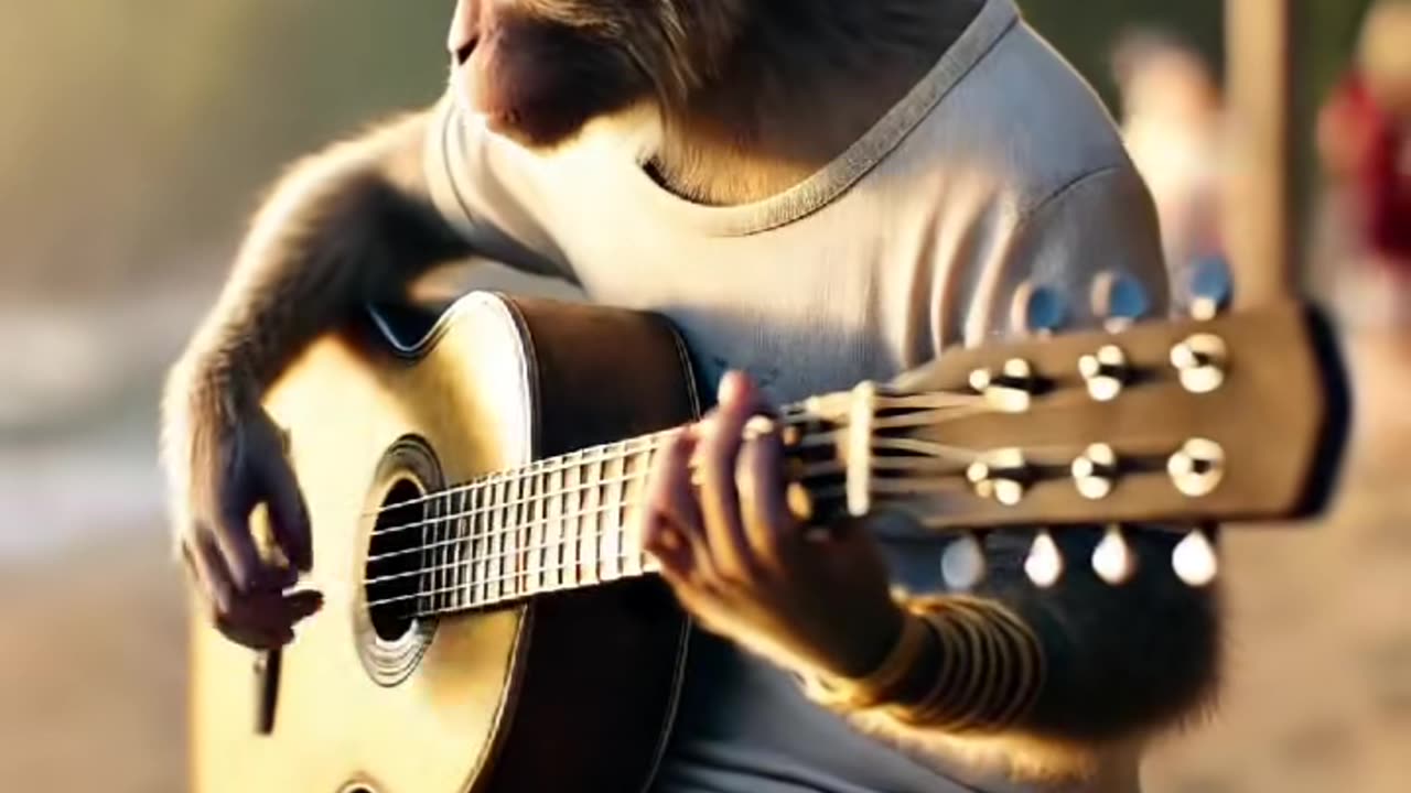 Monkey and Guitar 🎸#fyp #ai #guitar #intertainment #monkey #misic