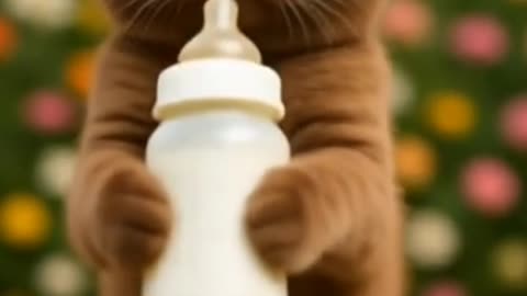 Adorable Brown Cat Walking with Milk Bottle 🍼 | So Cute!