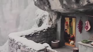 Ultimate Winter Hideout! Cozy Stone Cabin in Snowy Mountains, Off-Grid Winter Escape.
