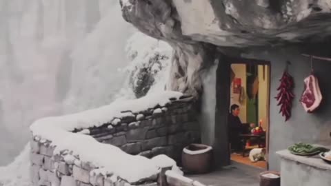 Ultimate Winter Hideout! Cozy Stone Cabin in Snowy Mountains, Off-Grid Winter Escape.
