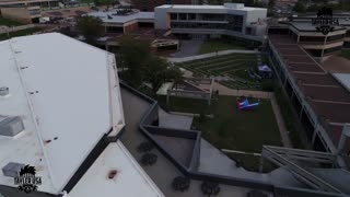 Drone footage shows the Charlie Kirk assassination crime scene at Utah Valley University
