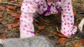Baby Kayla Playing Gently with the Bunnies | Sweetest Outdoor Moment