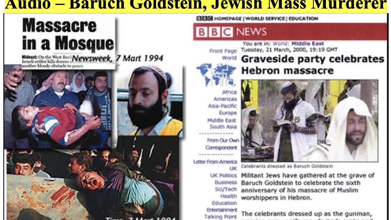 BARUCH GOLDSTEIN JEWISH MASS MURDER