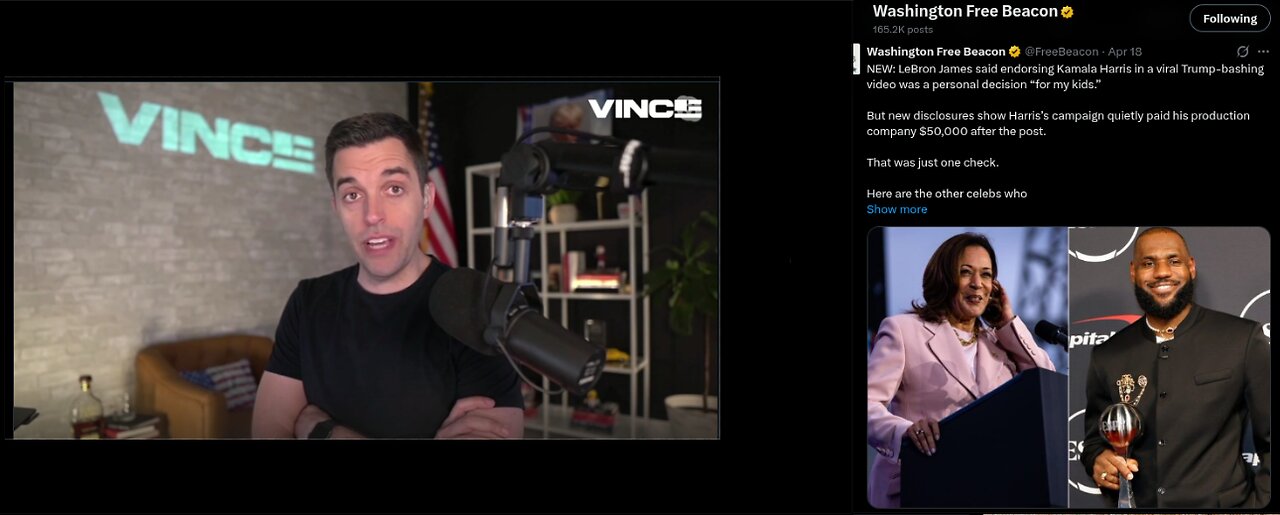 Break down of the Harris Champaign by The Washington Free Beacon, on the Vince Show.