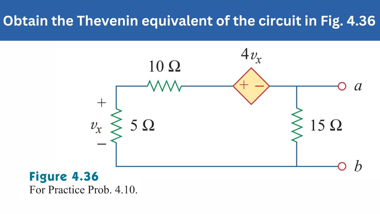 Practice Prob 4.10 | Obtain the Thevenin equivalent of the circuit in Fig. 4.36 | FEC 4th Edition