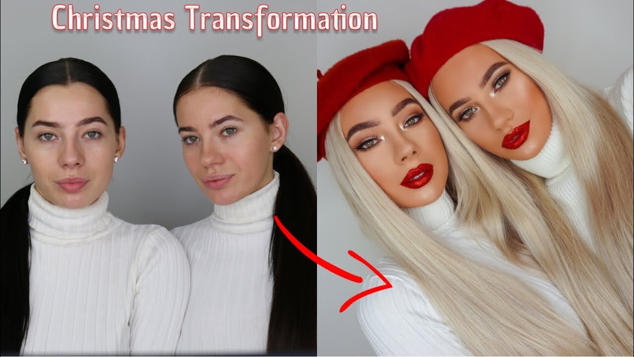 RED GLITTER LIPS - CHRISTMAS MAKEUP LOOK - THE BADURA TWINS